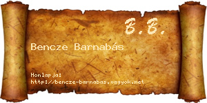 Bencze Barnabás névjegykártya